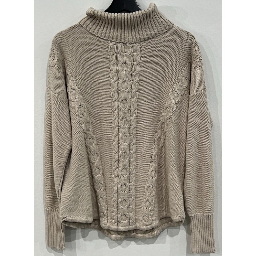 Vintage LL Bean Sweater Wool Turtleneck Cable Knit Pullover Thick XL